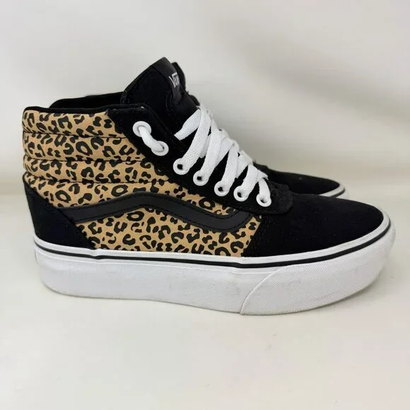 Vans Ward Platform Cheetah Print Sneakers Shoes Black Tan Women’s Size 6.5 - Picture 1 of 7